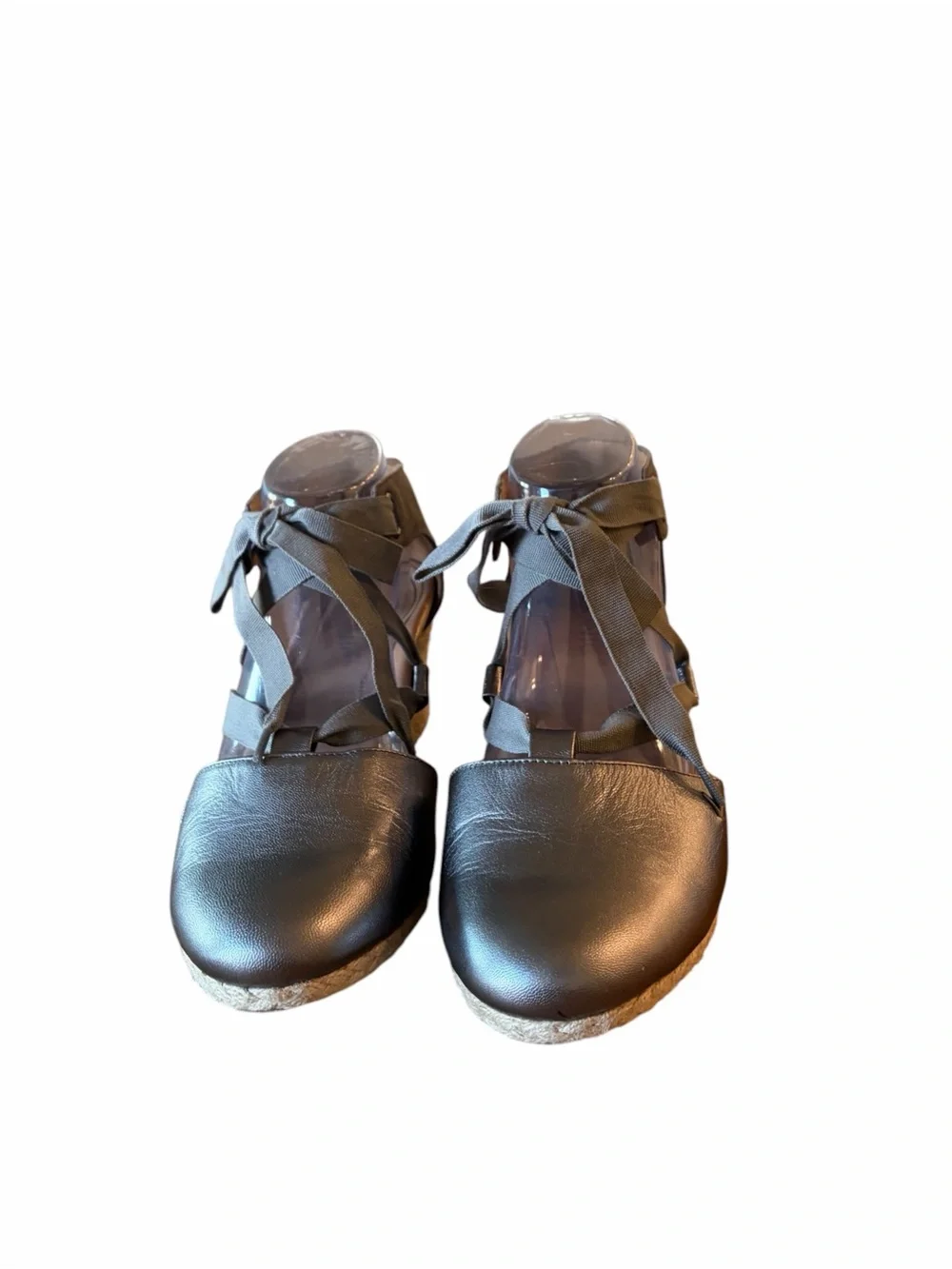 Vionic Kaitlyn Espadrille Wedge Pewter Ribbon Shoes
